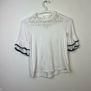 Monteau Lece Ivory Flare sleeve Girl Blouse size M